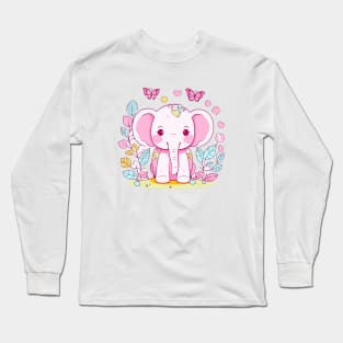 Cute Pink Elephant Long Sleeve T-Shirt